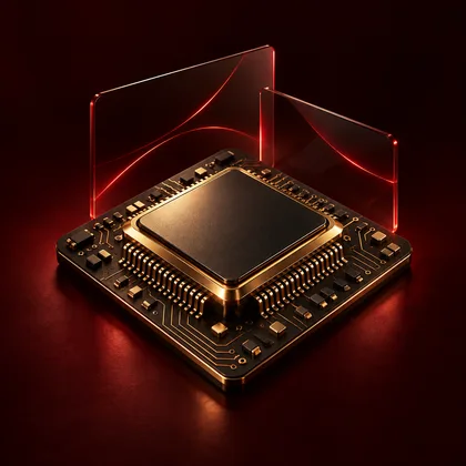 Gold microchip and custom technology concept
